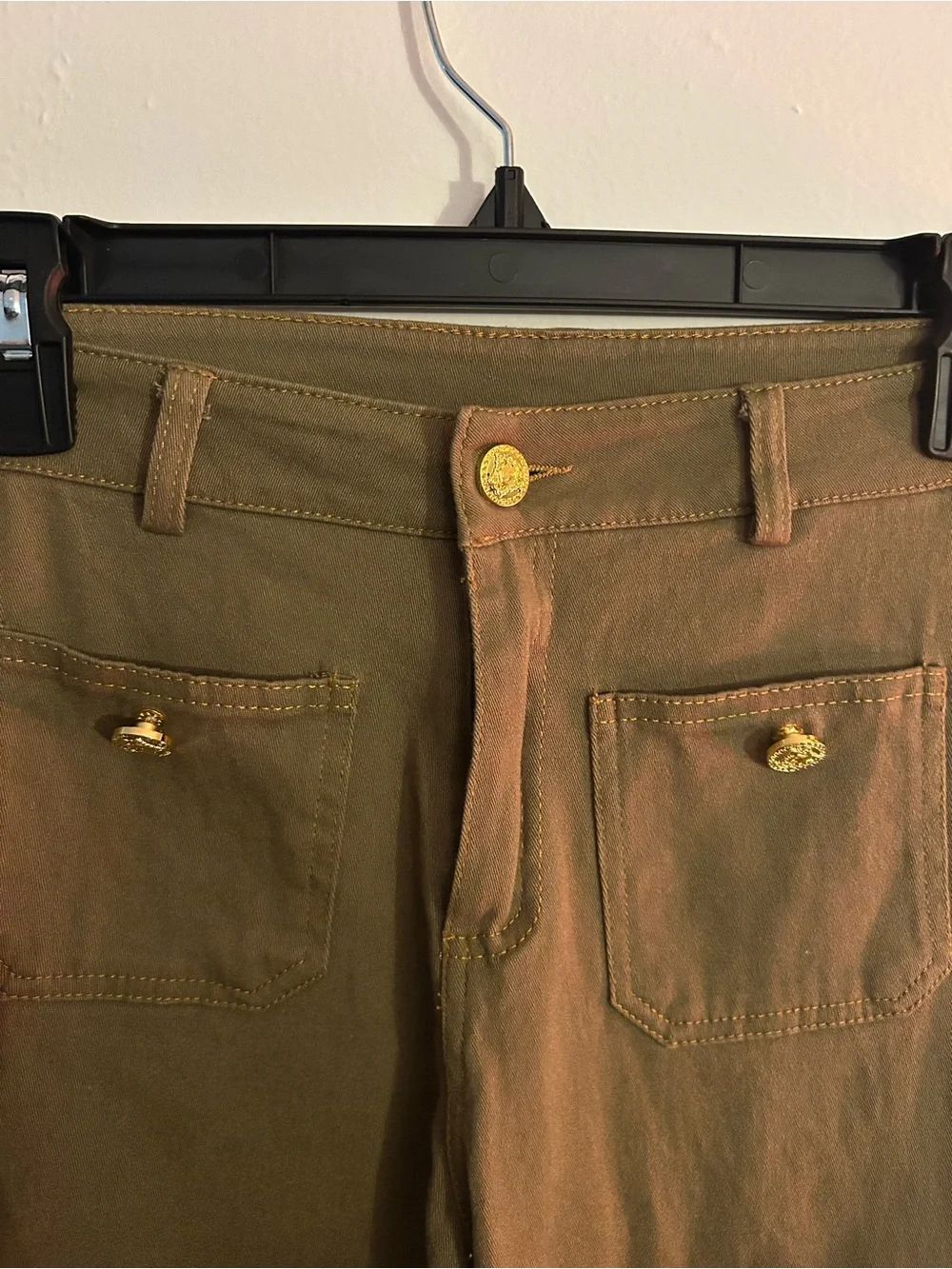 ⭐️ 5/$20 Classic Womens Olive Green Casual Pants with Front Patch Pockets XS - Picture 2 of 4
